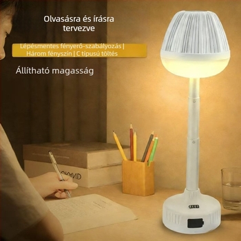 Okos LED asztali lámpa USB töltőporttal, kompakt éjjeli lámpa hálószobához szemvédelmet biztosítva