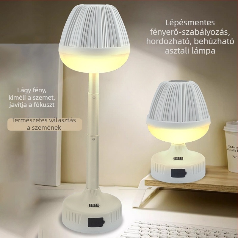 Okos LED asztali lámpa USB töltőporttal, kompakt éjjeli lámpa hálószobához szemvédelmet biztosítva