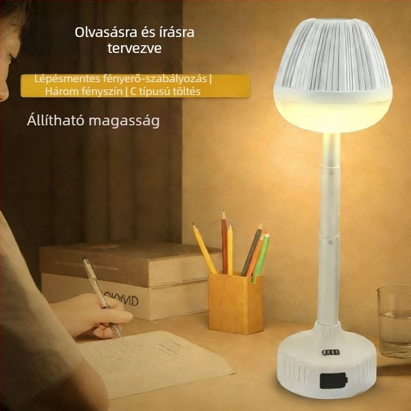 Okos LED asztali lámpa USB töltőporttal, kompakt éjjeli lámpa hálószobához szemvédelmet biztosítva