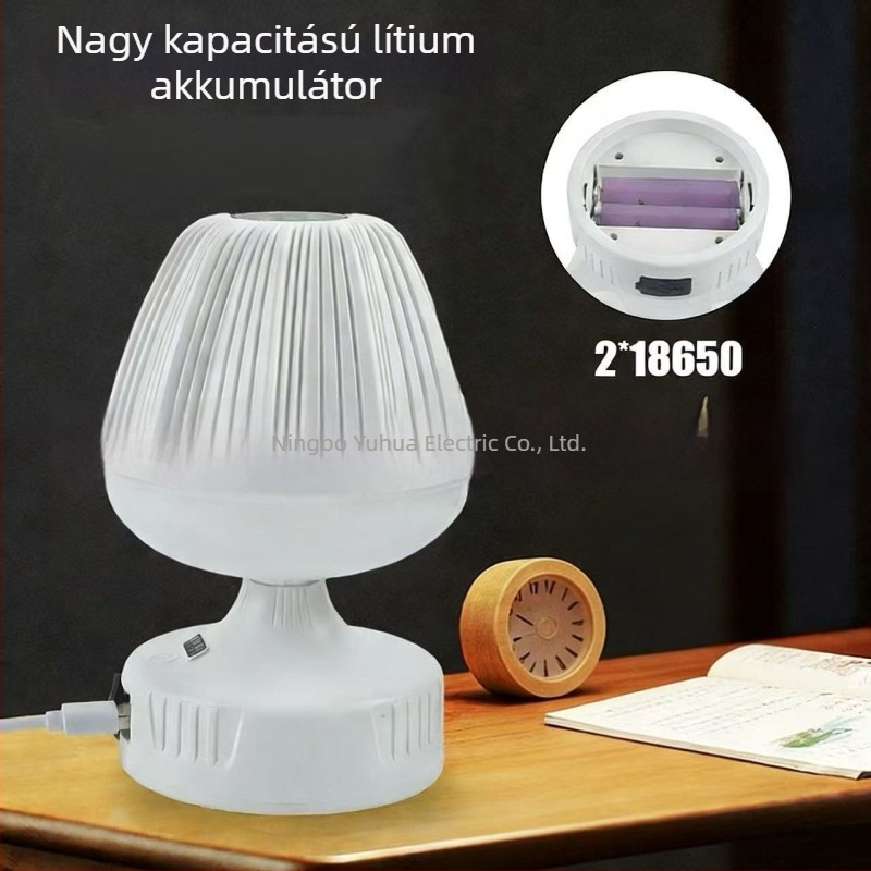 Okos LED asztali lámpa USB töltőporttal, kompakt éjjeli lámpa hálószobához szemvédelmet biztosítva
