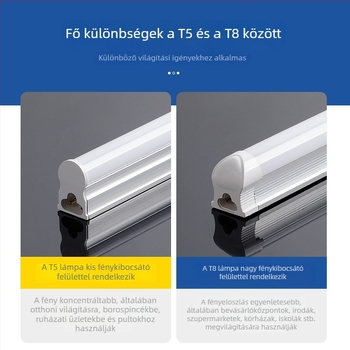 T5 LED cső, integrált otthoni világítás, 1,2 m, teljes készlet tartóval, meleg fény