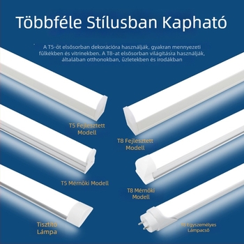 T5 LED cső, integrált otthoni világítás, 1,2 m, teljes készlet tartóval, meleg fény