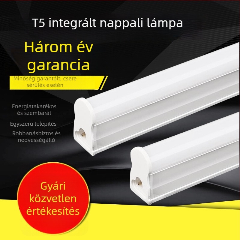 T5 LED cső, integrált otthoni világítás, 1,2 m, teljes készlet tartóval, meleg fény