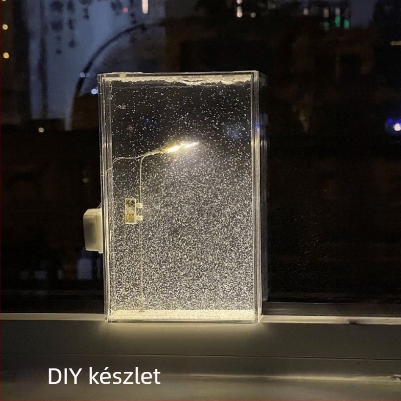 DIY készlet havas éjjeli lámpához, utca lámpa téli tájjal, geometriai 3D dizájn, műanyag árnyékoló, beépített akkumulátor