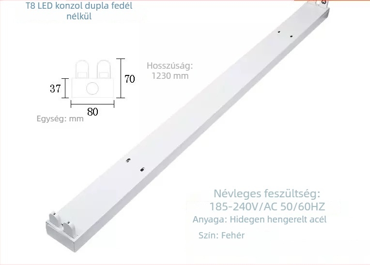LED nappali energiatakarékos lámpa, LED T8 cső integrált tartóval, 0.6/0.9/1.2 m hosszú, egyszeres vagy dupla sík fedél