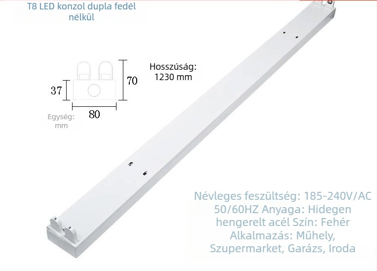 LED nappali energiatakarékos lámpa, LED T8 cső integrált tartóval, 0.6/0.9/1.2 m hosszú, egyszeres vagy dupla sík fedél