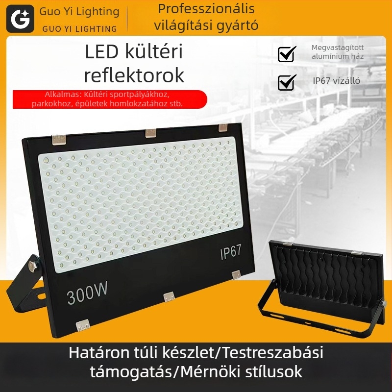 Kültéri vízálló LED-reflektor, 120°-os beesési szög, IP65, alumínium ház, 50–500W, stadionhoz, raktárhoz és utcára világítására