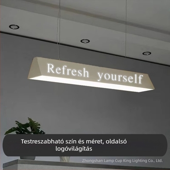Kreatív akril hosszú csík LED függőlámpa vájott logóval, alkalmas pénztárhoz, éttermekhez, kávézókhoz, tej-tea üzletekhez és bárokhoz
