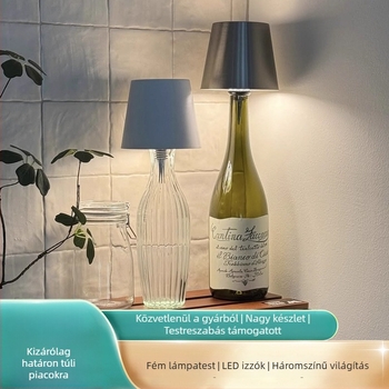 USB-töltésű LED borosüveg asztali lámpa éttermeknek és bároknak, állítható fényerővel