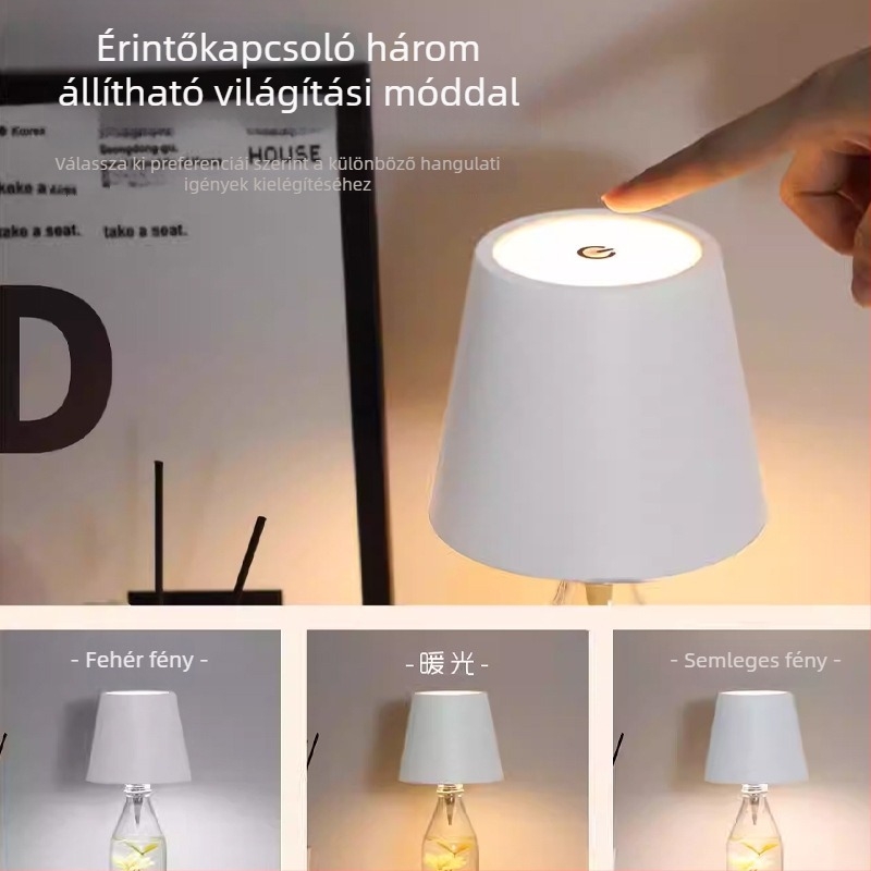 USB-töltésű LED borosüveg asztali lámpa éttermeknek és bároknak, állítható fényerővel
