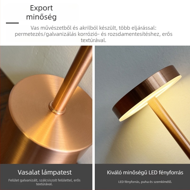 I-formájú asztali lámpa, dekoratív hangulatvilágítás, érintéses éjszakai lámpa töltéssel