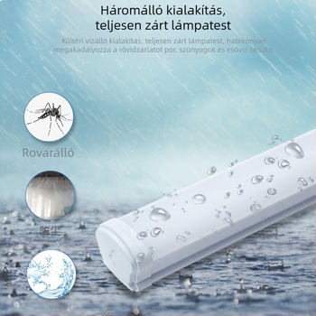 LED háromvédelmes kültéri vízálló csőlámpa, nagy fényerő, energiatakarékos integrált hűtőhely-lámpa, porálló.