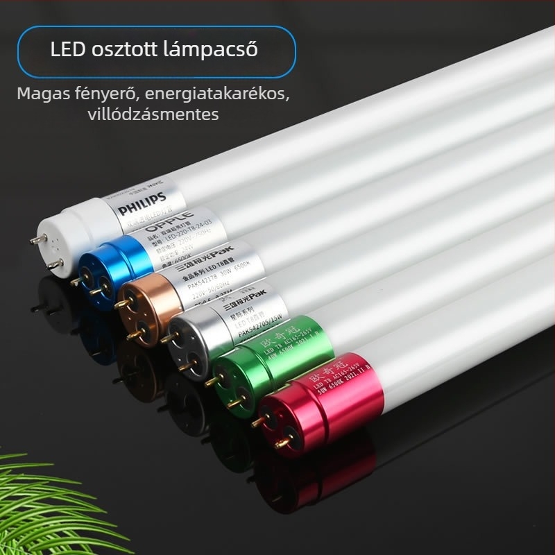 T8 LED fénycső, 9W, 0,6 m, 48x2835 SMD, 120° fényvisszaverési szög, CRI 70, G13 foglalat, üveg test