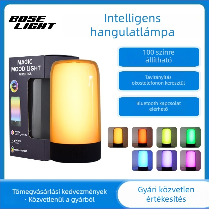 Bluetooth RGB CW éjjeli fény – kis asztali lámpa, állítható fényerő és neon hangulat