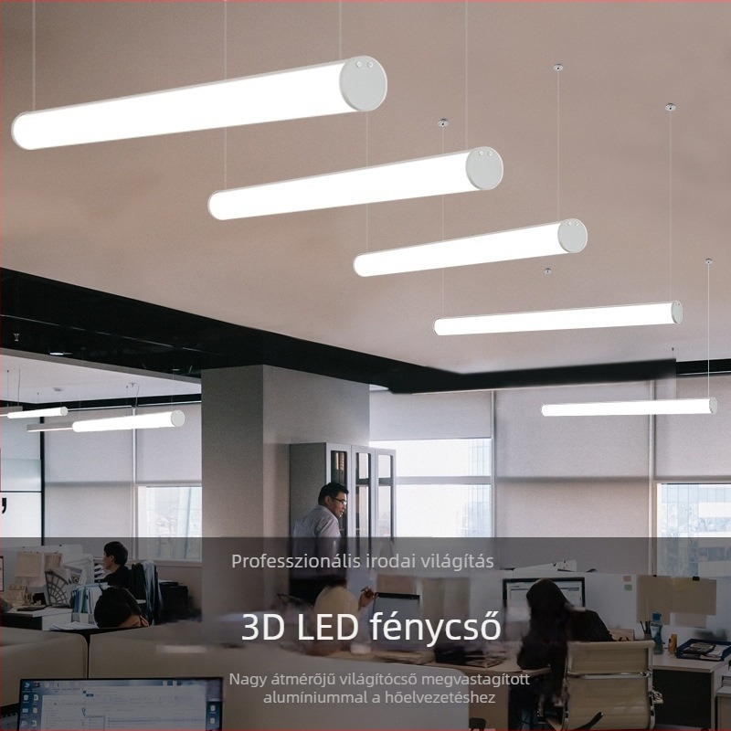 LED szalagfüggőlámpa irodába, hosszú hengeres cső alakú lámpa stúdió és tárgyalóterem világításhoz