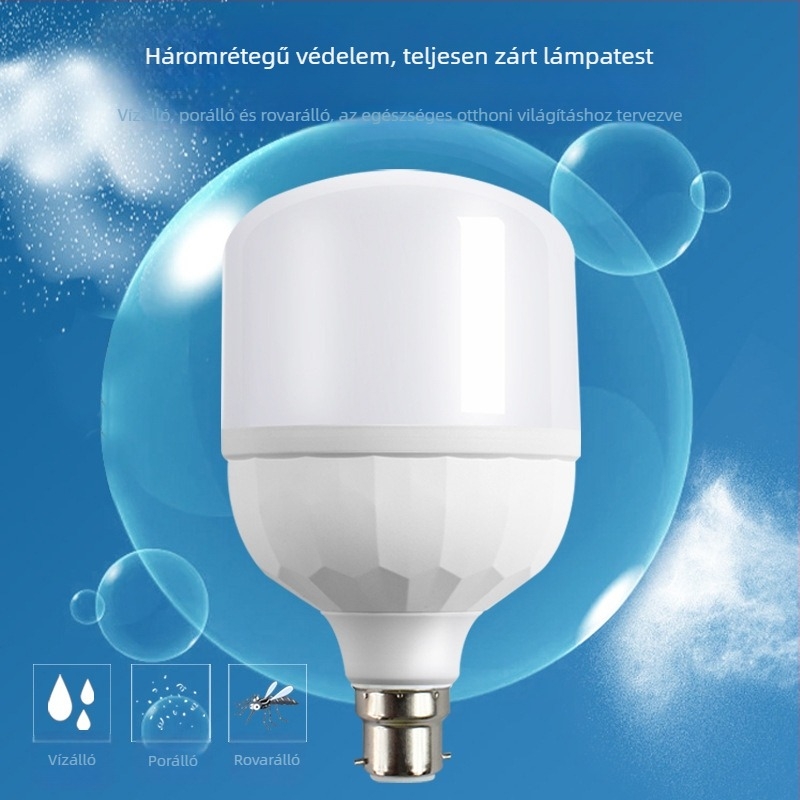 LED izzó B22-es foglalattal, vízálló és porálló, energiatakarékos gömb alakú izzó