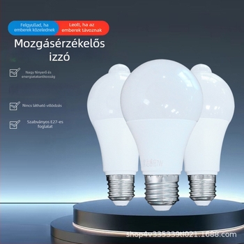 Infravörös mozgásérzékelős LED izzó, energiatakarékos, rendkívül fényes, E27 foglalat, folyosóra