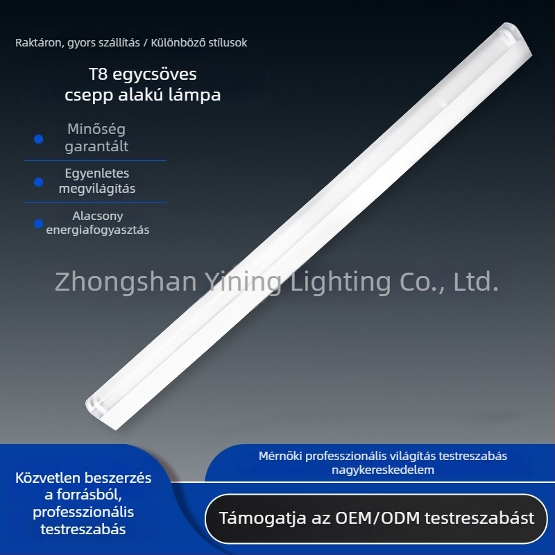 T8 LED könnycsepp alakú lámpa, egycsöves, porvédett tiszta helyiségek világítása, hossz 0,9 m / 1,2 m