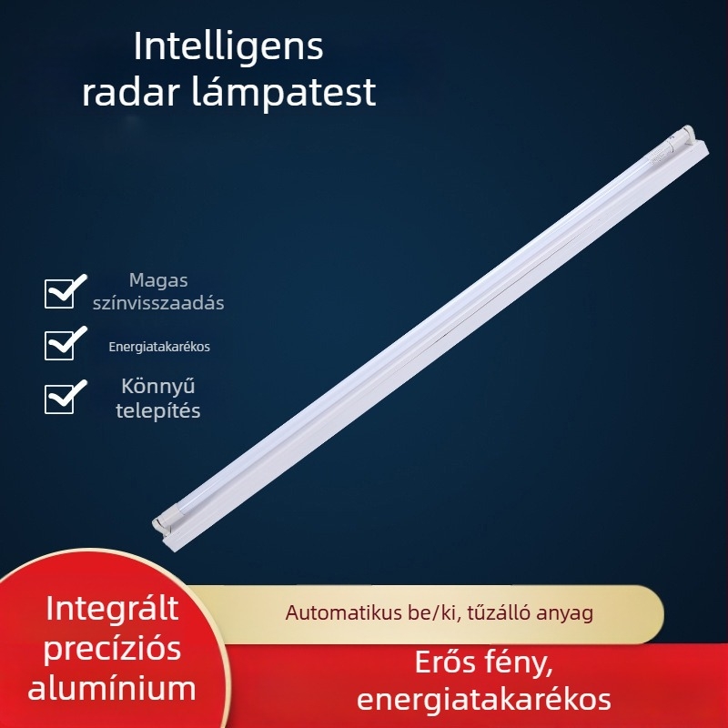 T8 LED garázsvilágítás mikrohullámú radar szenzorral, 1,2 m, 96 LED, IP43, 270° fénysugár, ultra fényes