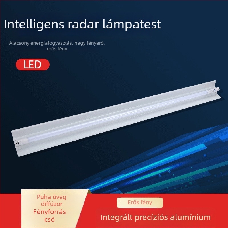T8 LED garázsvilágítás mikrohullámú radar szenzorral, 1,2 m, 96 LED, IP43, 270° fénysugár, ultra fényes