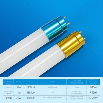LED T8 üvegcső, 1,2 m, 20 W, nappali fény, szétválasztott üveg kivitel
