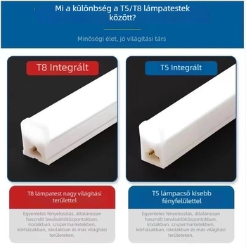 Beépített LED T5/T8 cső, szélesfeszültségű 85–110V, 180° fénysugár, 96 LED 2835, 23 lm LED‑enként