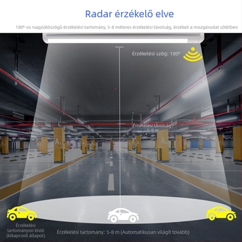 T8 mikrohullámú radar szenzoros LED cső, 1,2 m, ultra fényes alagsori garázs világítás