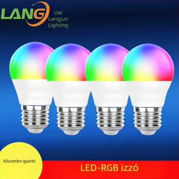 LED RGB környezeti lámpa A60, műanyag bevonatú alumíniumtest, távirányítós, E27 alap, dimmelhető