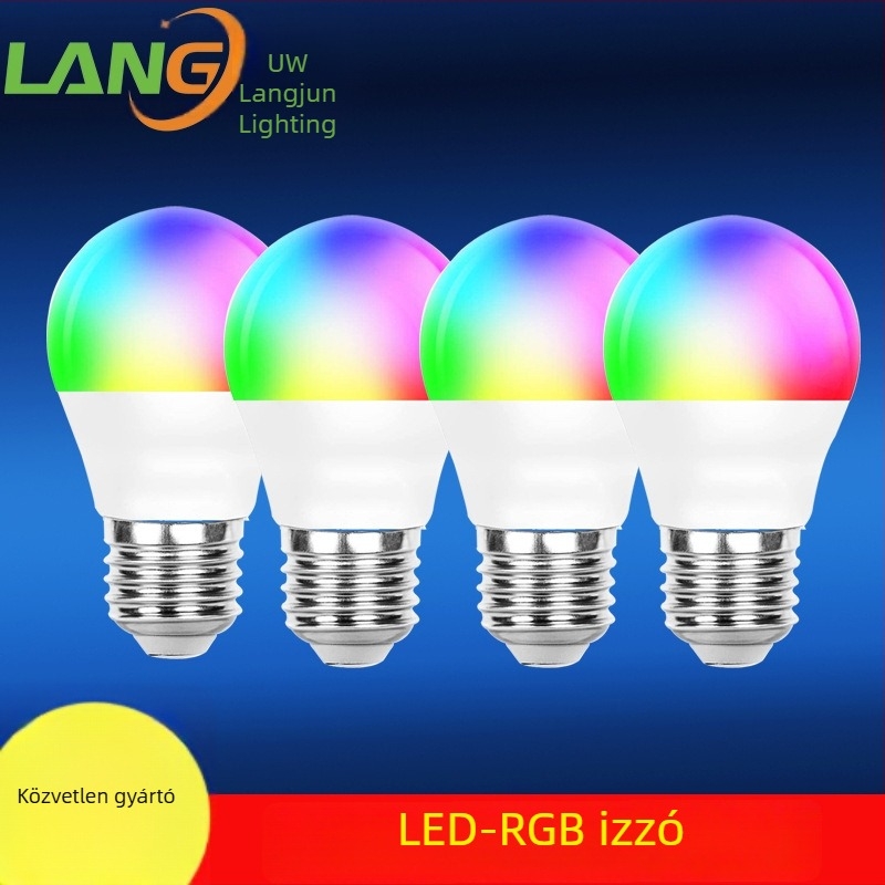 LED RGB környezeti lámpa A60, műanyag bevonatú alumíniumtest, távirányítós, E27 alap, dimmelhető