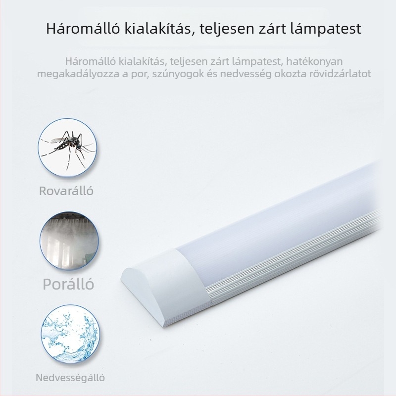 LED tisztító lámpa porvédett tartóval és alumínium alappal, integrált háromvédelmes LED cső