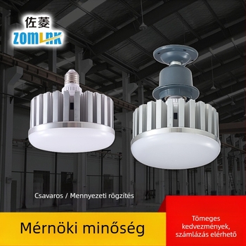 Ipari alumínium LED lámpa gyárak és raktárak számára, gomba alakú lámpa, 180° fénysugár, 220V, E27 foglalat, IP42, Mullinsen LED-ek, 10000 lm