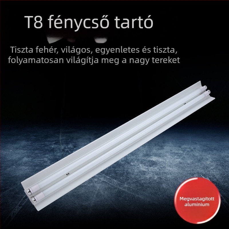 LED fluoreszcens lámpa állvánnyal és kupakkal, dupla cső, T8, vészvilágítás