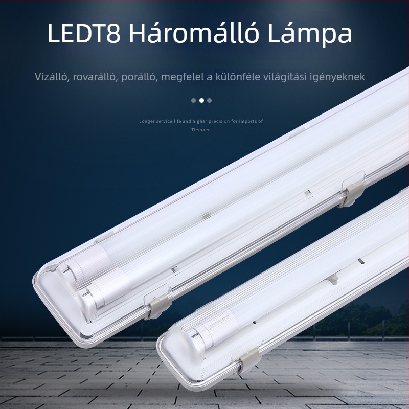 LED T8 kettős cső, tri‑védett vészhelyzeti fluoreszcens lámpa tartóval