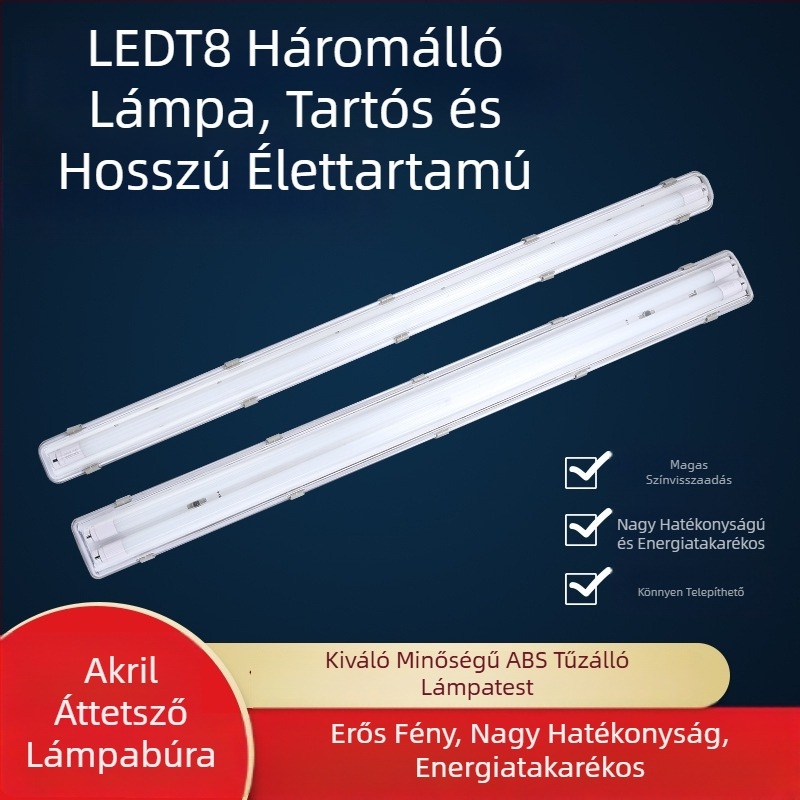 LED T8 kettős cső, tri‑védett vészhelyzeti fluoreszcens lámpa tartóval