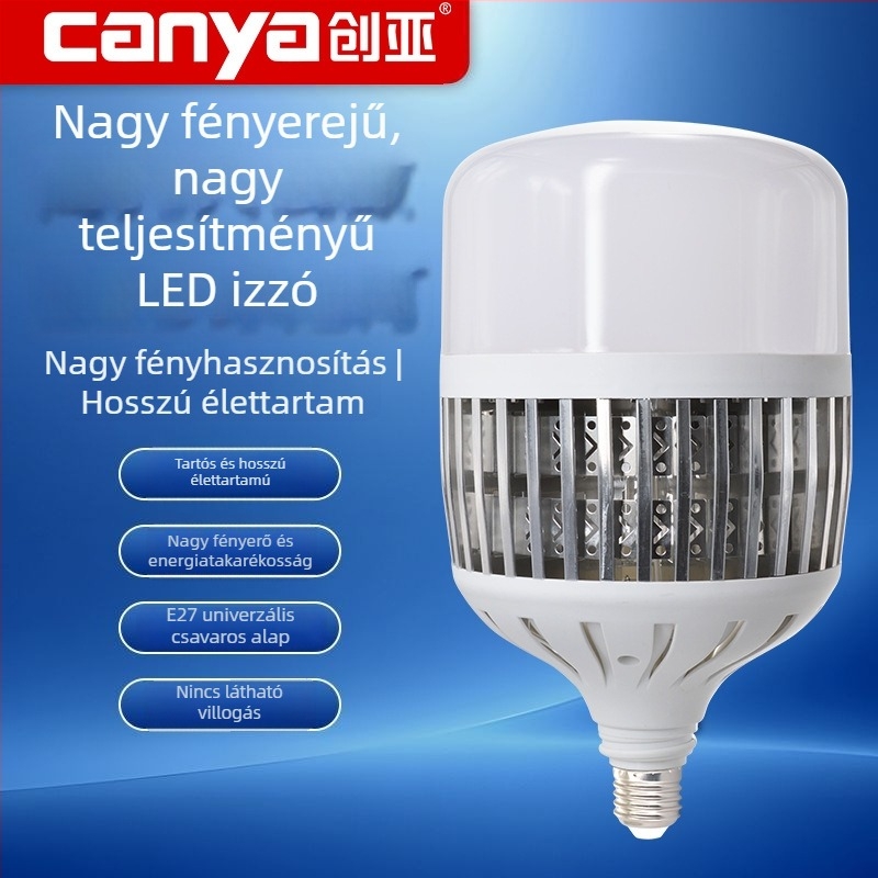 Nagy teljesítményű LED izzó E27-es foglalattal, hűtőbordás kivitel ipari raktárak és műhelyek számára