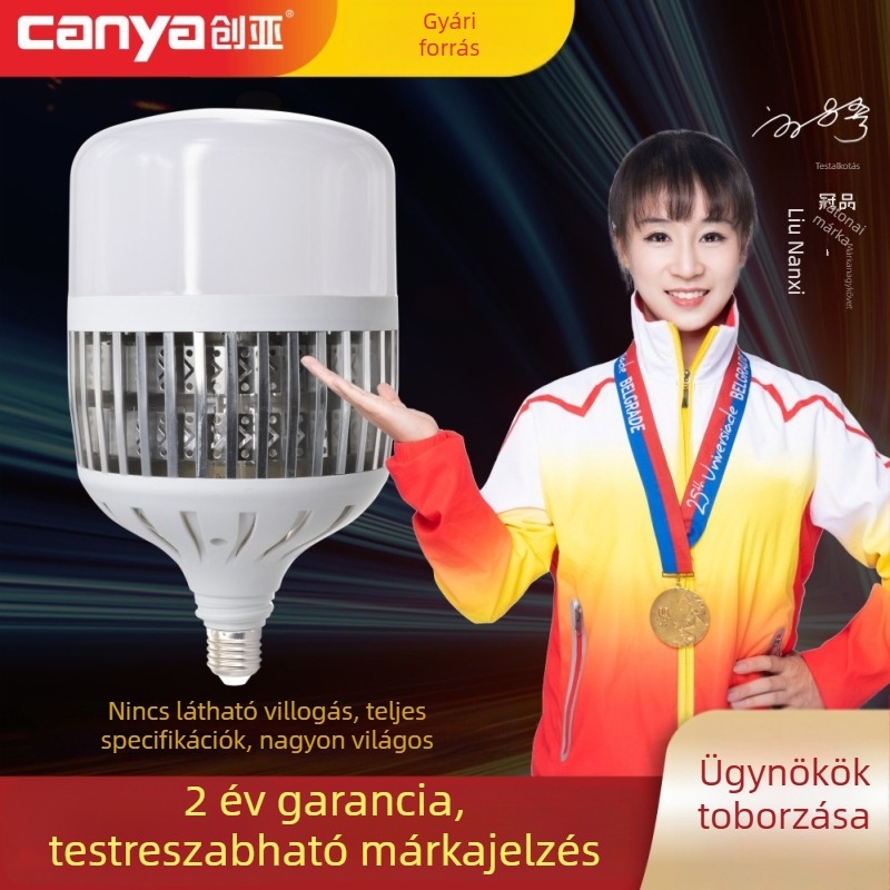 Nagy teljesítményű LED izzó E27-es foglalattal, hűtőbordás kivitel ipari raktárak és műhelyek számára