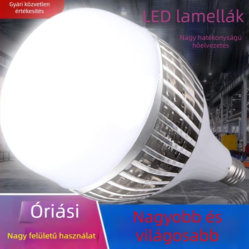 Nagy teljesítményű LED izzó E27-es foglalattal, hűtőbordás kivitel ipari raktárak és műhelyek számára