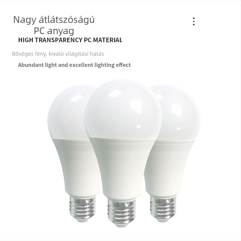 LED égő E27-es foglalattal, műanyag bevonatú alumínium alap, 13W, nagy fényerő, energiatakarékos, otthoni használatra