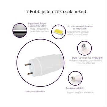 LED T8 üvegcső, nagy fényerő, 1,2 m hosszú, G13 foglalat