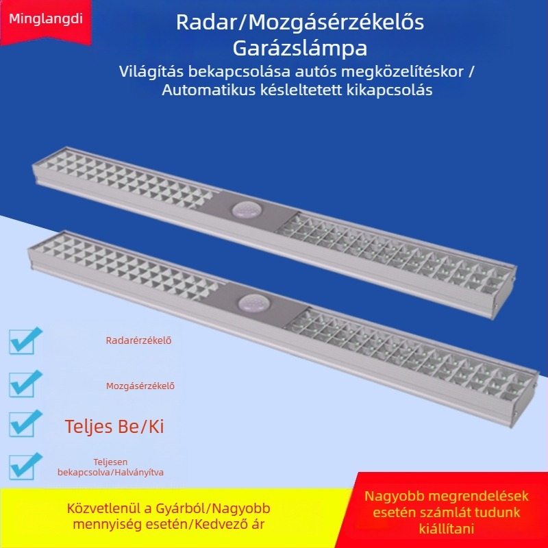 18W mikrohullámú radaros garázslámpa mozgásérzékelővel parkoláshoz