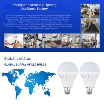 E27-es LED‑újratölthető vészvilágító izzó otthoni használatra, 5–15 W, automatikus bekapcsolódás vízzel érintkezve