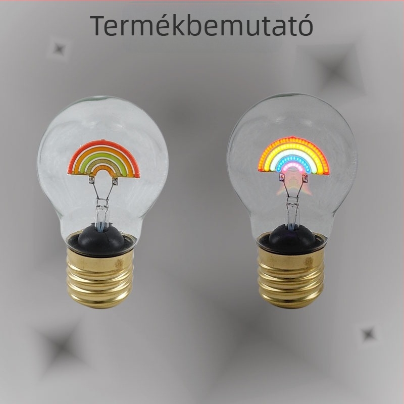 USB-töltésű LED szivárványlámpa A70 filament lámpa – művészi mintázat