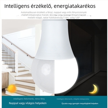 E27-es LED izzó infravörös mozgásérzékelővel, folyosóhoz és lépcsőházhoz – 220V, 1080 lm, IP65