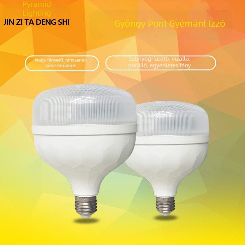 E27 LED lámpa, piramis-diamant dizájn, 180°-os sugarú fény, 80–840 lm, CRI 70–80, otthoni világítás, energiahatékonyság