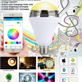 Bluetooth LED lámpa zenei ritmussal, okostelefonos vezérléssel, fényerő és színállítás