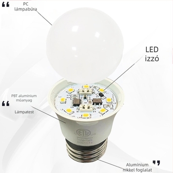 A19 LED izzó, ETL tanúsítvánnyal, amerikai szabvány, tirisztorral dimmelhető, 120V, 7-9W, A60