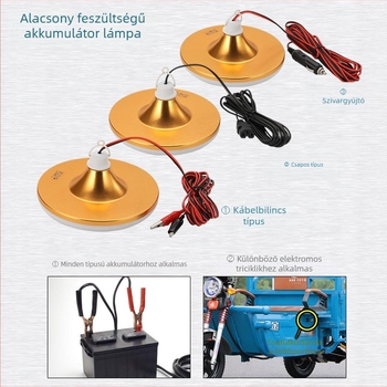 12V LED UFO lámpa – alacsony feszültségű DC világítás, 48–60V kompatibilis, akkumulátoros lámpa éjszakai piacokra