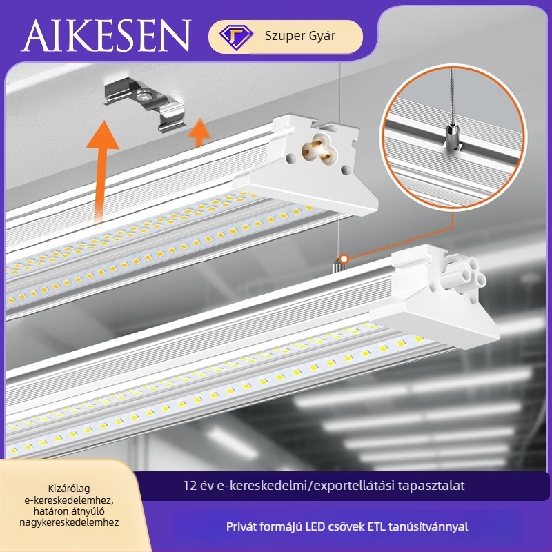 T alakú LED cső, 1,2 m / 2,4 m, boltok és raktárak számára, nagy fényerő 72W–100W
