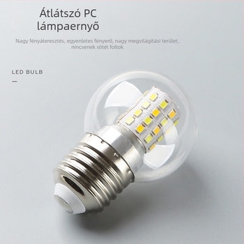 LED rendkívül fényes izzó, háromszínű váltás, E27-es menetes foglalat, átlátszó kis gömb alakú fényforrás, 5W/7W