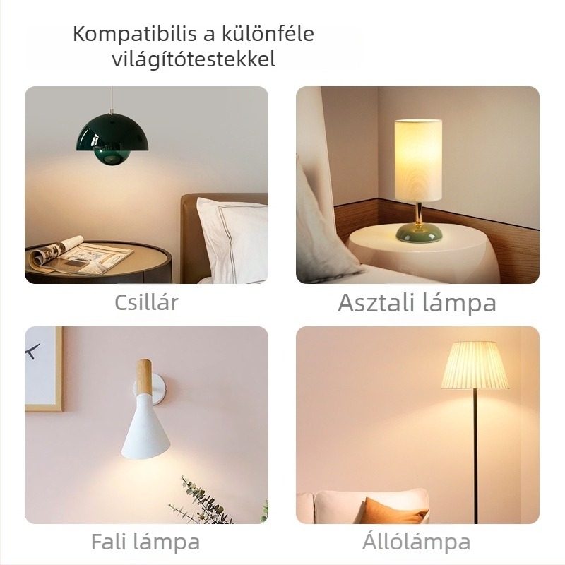 LED rendkívül fényes izzó, háromszínű váltás, E27-es menetes foglalat, átlátszó kis gömb alakú fényforrás, 5W/7W